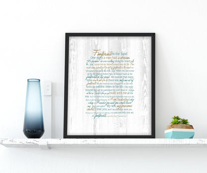 Footprints Poem, Framed Print, gift, Christian, friend, pastor, beach house,decor, nautical, fine art, sea, ocean, footprints in the sand
