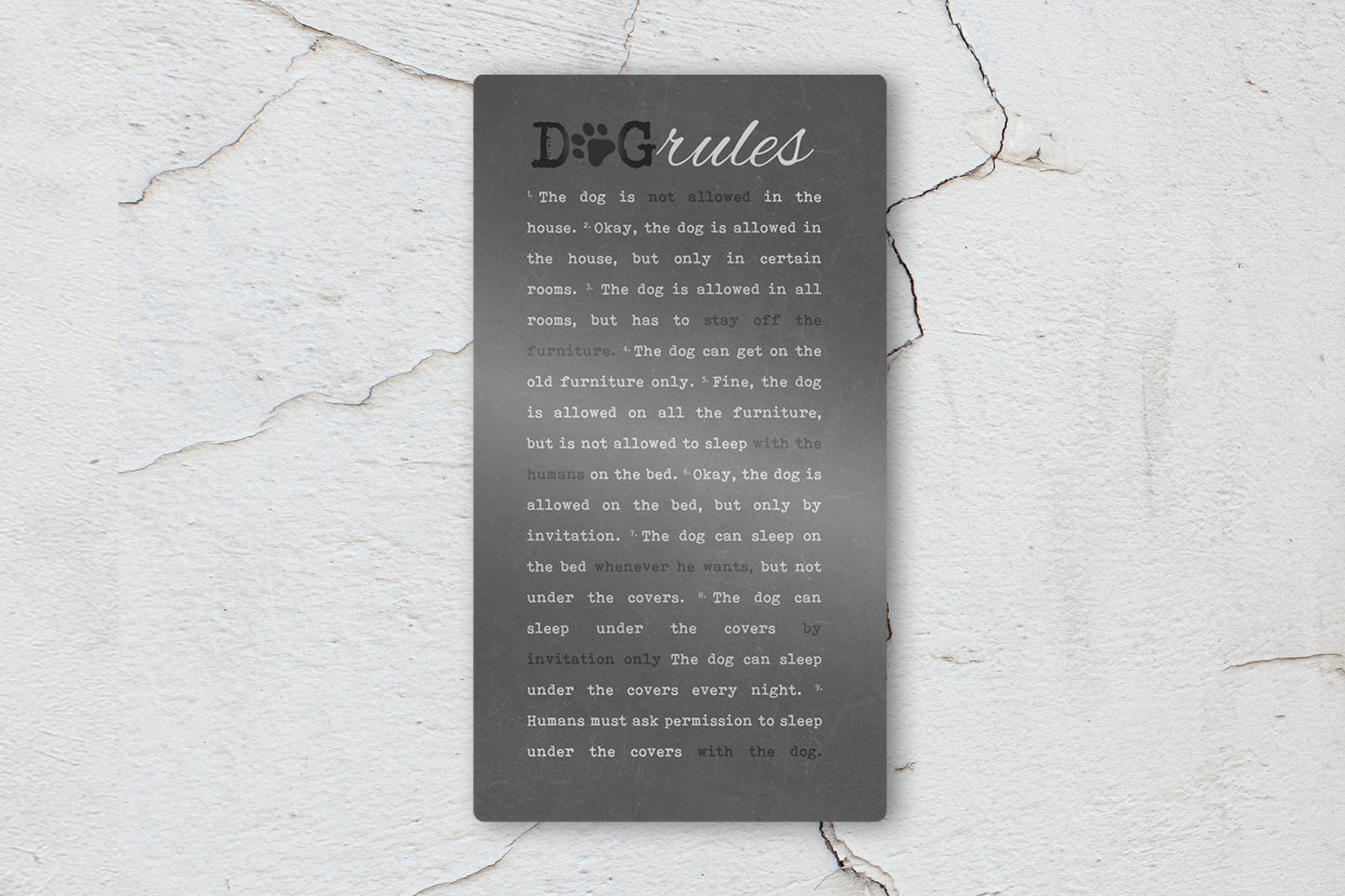 Dog Rules, Sign, Metal, Framed, Gift, for, Pet, Dog, Dog lovers, The dog is not allowed in the house, House-warming, birthday, new, puppy