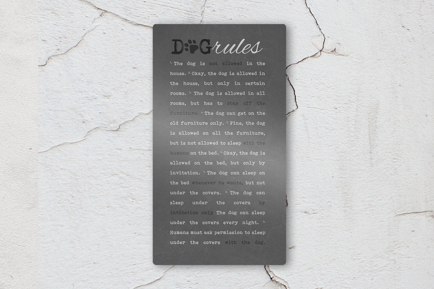 Dog Rules, Sign, Metal, Framed, Gift, for, Pet, Dog, Dog lovers, The dog is not allowed in the house, House-warming, birthday, new, puppy