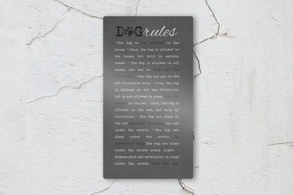Dog Rules, Sign, Metal, Framed, Gift, for, Pet, Dog, Dog lovers, The dog is not allowed in the house, House-warming, birthday, new, puppy