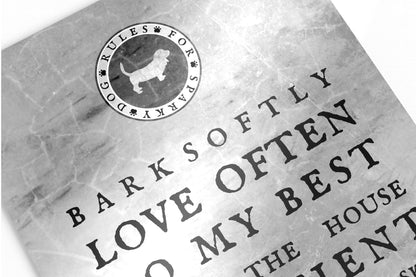 Personalized, Dog Rules, Metal, Framed, Gift, for, Pet, Dog, Dog lovers, Bark Softly, Poster, Print, art,House-warming, birthday, new, puppy