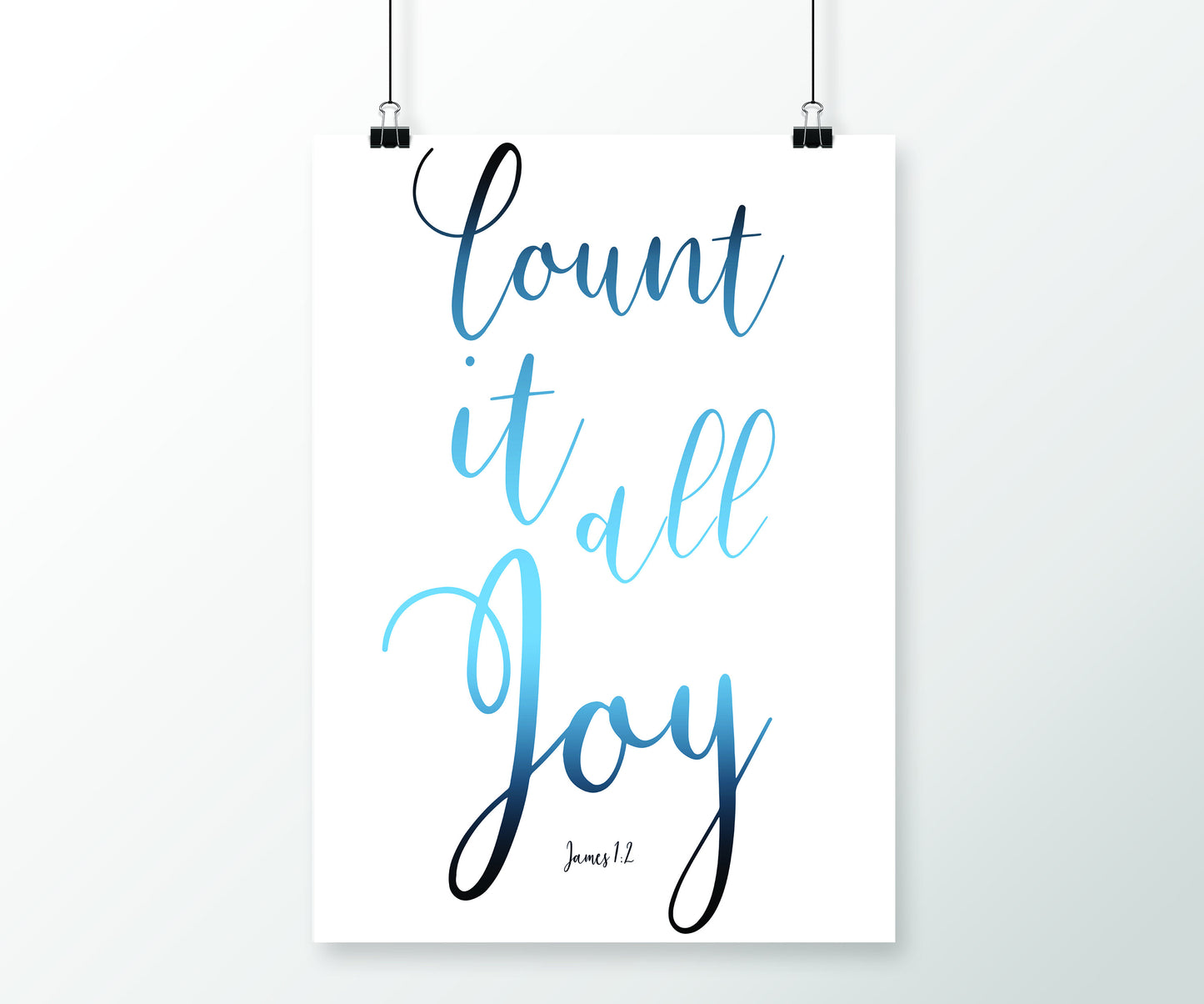 James 1:2 Inspirational Poster, Count it all Joy, Christian Framed Art, Modern Decor, Ombre Word Art, Minimalist, Frame, Recovery, Uplift