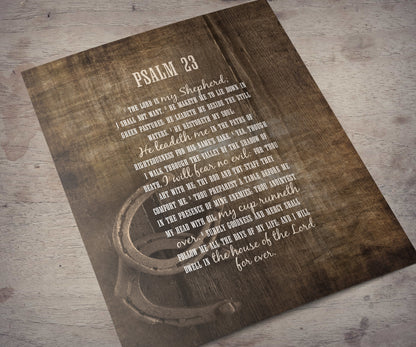 Psalm 23 Farmhouse Art, Rustic Christian Wall Art, Framed Christian Art, The Lord Is My Shepherd, Christian Wood Art, Horseshoe, Weathered