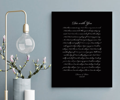 Canvas Song Print, Custom Bedroom Decor, Wife anniversary gift, Romantic Bedroom Wall decor, His and Her Personalize, Wedding Date Print