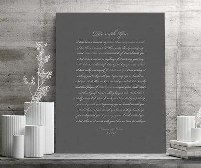 Song Lyrics on Canvas, Custom Printed Quote, modern anniversary gift, Romantic Bedroom decor, Sister Wedding Gift, Wedding Date Print