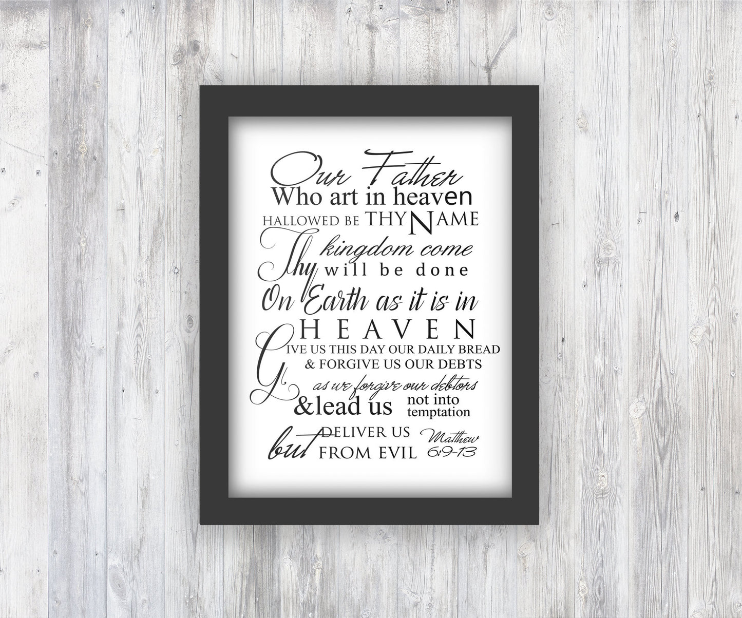 The Lord's Prayer Framed Decor, Christian Wall Art,Inspirational Decor, Our Father Who Art in Heaven, Mathew 6, Popular Christian Prayer,