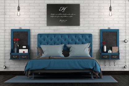 Genesis 2:24, shown on the wall, 10th anniversary tin