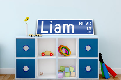 Personalized child name metal street sign, view 3