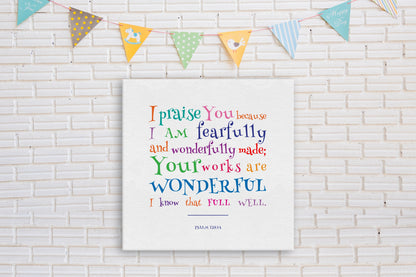 Psalm 139:14 Bible verse canvas for kids, view 3