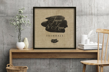 Personalized framed linen name and date sign, 4th anniversary, view 4