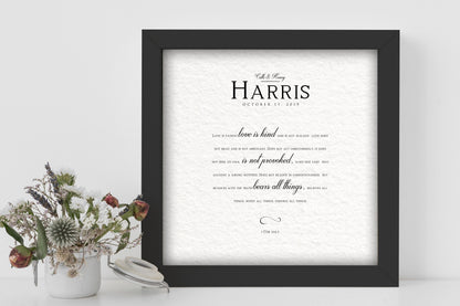 Monogrammed framed wedding reading for couples