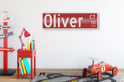 Personalized child name metal street sign
