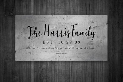 Joshua 24:15 family name sign on tin, view 3