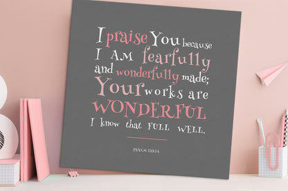 Psalm 139:14 Bible verse canvas for kids, view 8