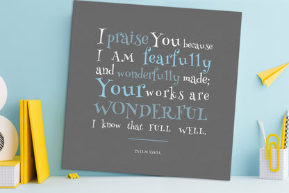Psalm 139:14 Bible verse canvas for kids, view 2