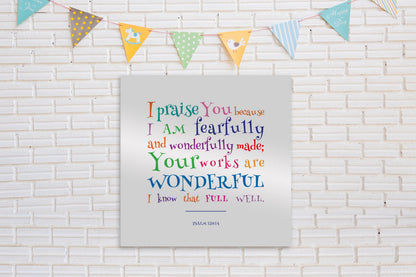I Am Fearfully and Wonderfully Made Bible verse sign for kids
