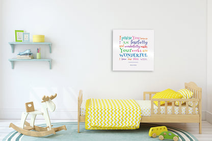 I Am Fearfully and Wonderfully Made Bible verse sign for kids, view 2
