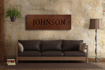 Custom faux leather name sign, view 2