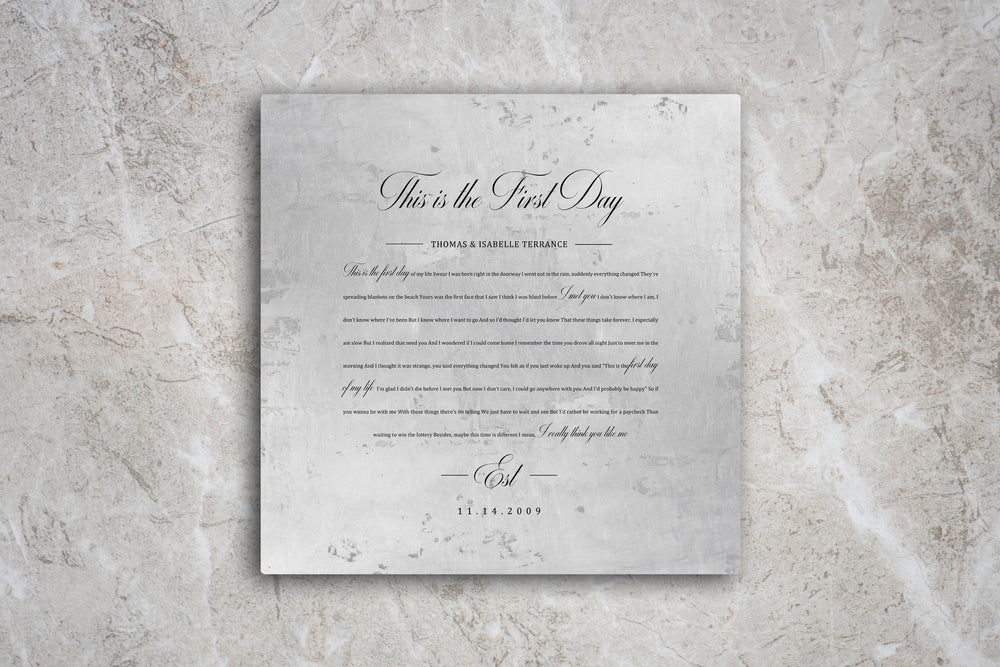 Personalized Wedding Song on Aluminum