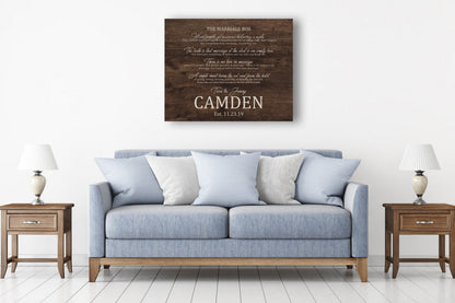 Marriage box poem on wood-look canvas for couples, view 3