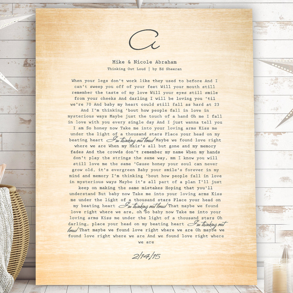 
                  
                    Wedding Song on Wood, 5 Year Monogrammed Wedding Anniversary Gift
                  
                