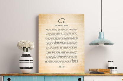 Monogrammed wedding song on wood, 5th anniversary gift, view 3