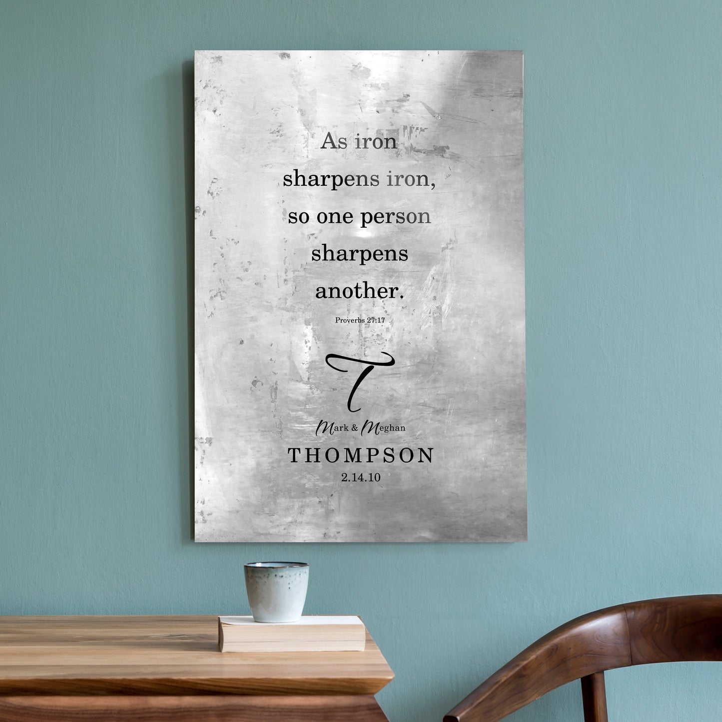 As Iron Sharpens Iron, Christian Wedding Gift, Monogrammed Wedding Gift, Prov 27:17, Couple Gift, Personalize Wedding Gift, Established Sign