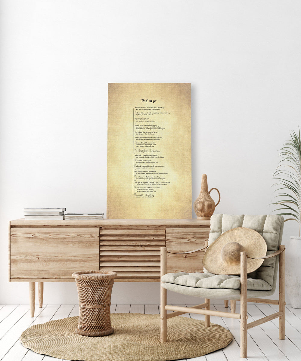 Psalm 91 on Canvas, Christian Wall Art, Inspirational Decor, Scripture Decor, Encouragement Gift, Gift for Mom, Sympathy Gift, Uplifting