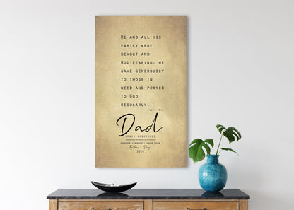 Personalized Acts 10:2 Father's Day sign