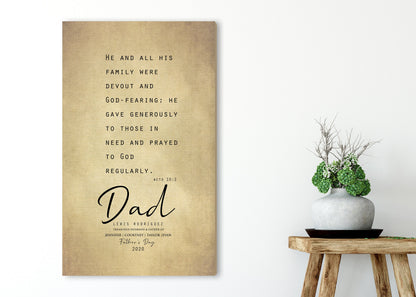 Personalized Acts 10:2 Father's Day sign, view 4