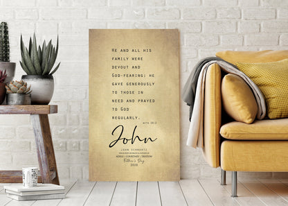 Personalized Acts 10:2 Father's Day sign, view 2