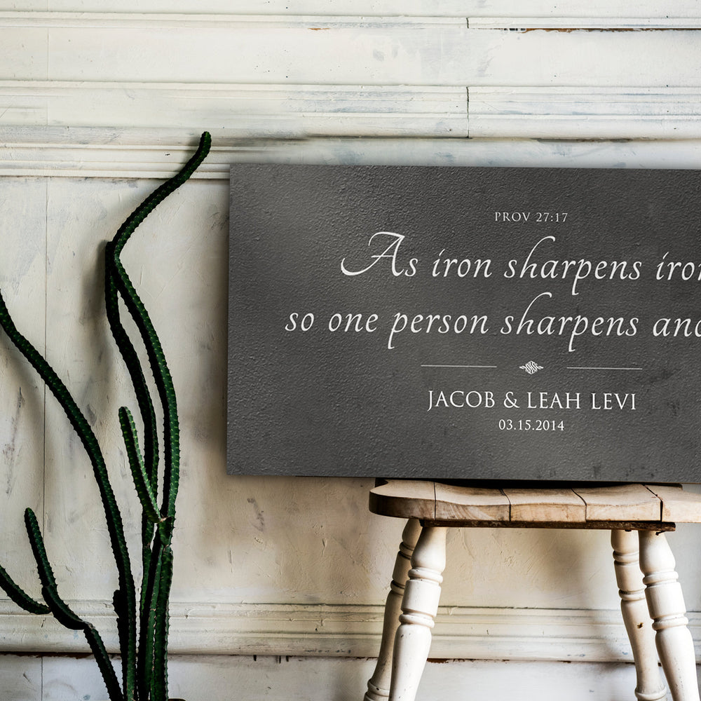 Iron Sharpens Iron Sign, Personalized Anniversary Gift, 10th anniversary, for Him, 6th Wedding Anniversary Gift, Tin Gift, Gift for Couple