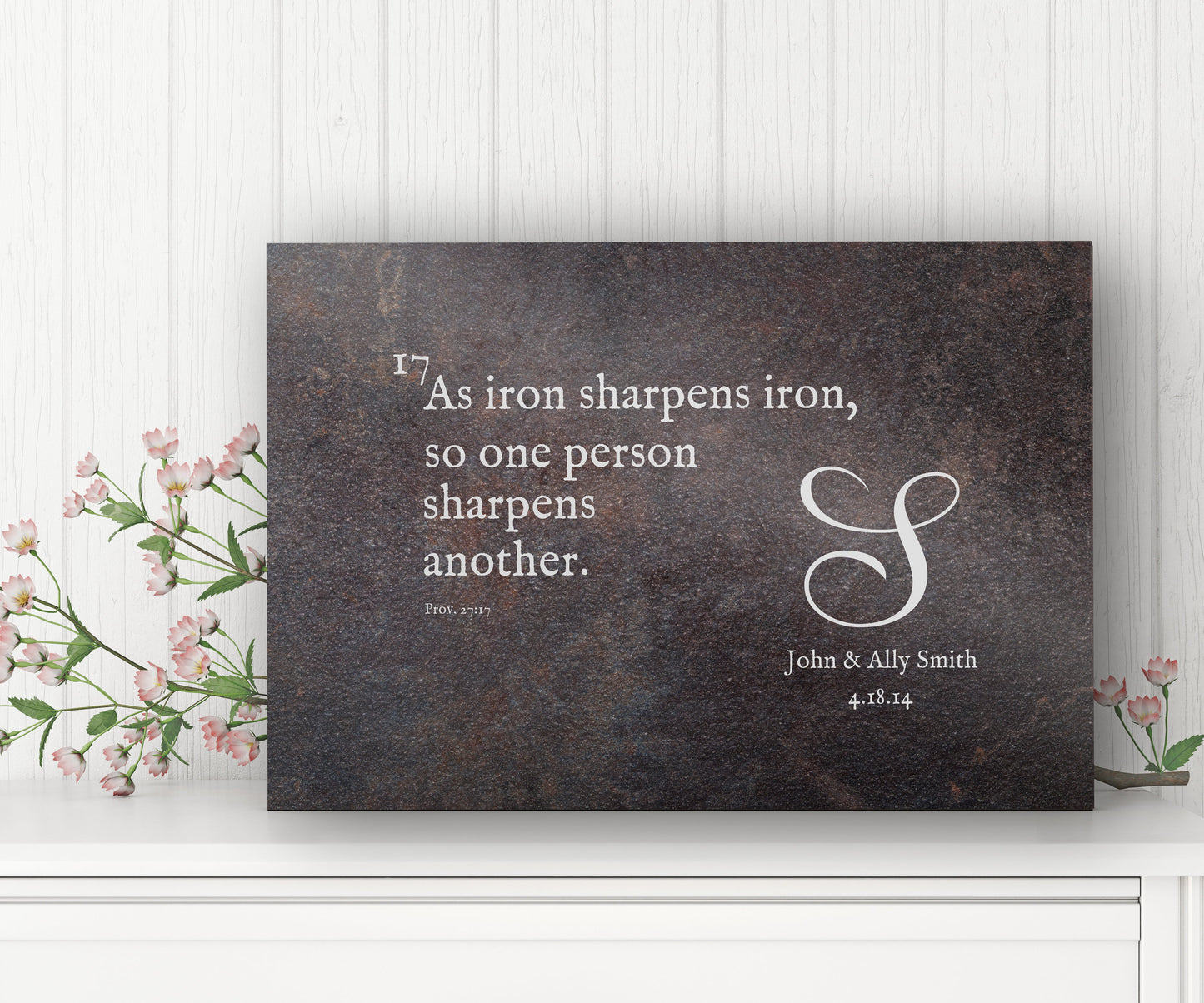 
                  
                    Proverbs 27:17 Personalized Iron Anniversary Scripture
                  
                