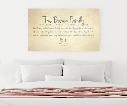 Blended family name sign on cotton canvas, view 2