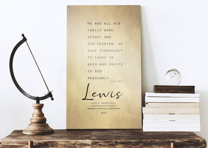 Personalized Acts 10:2 Father's Day sign, view 3