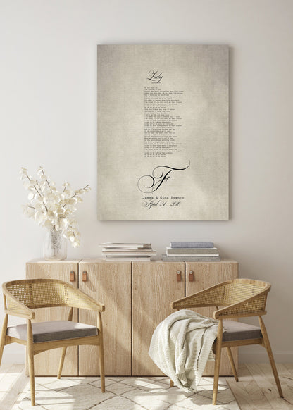 Our Song monogrammed cotton canvas, 2nd anniversary gift, view 7