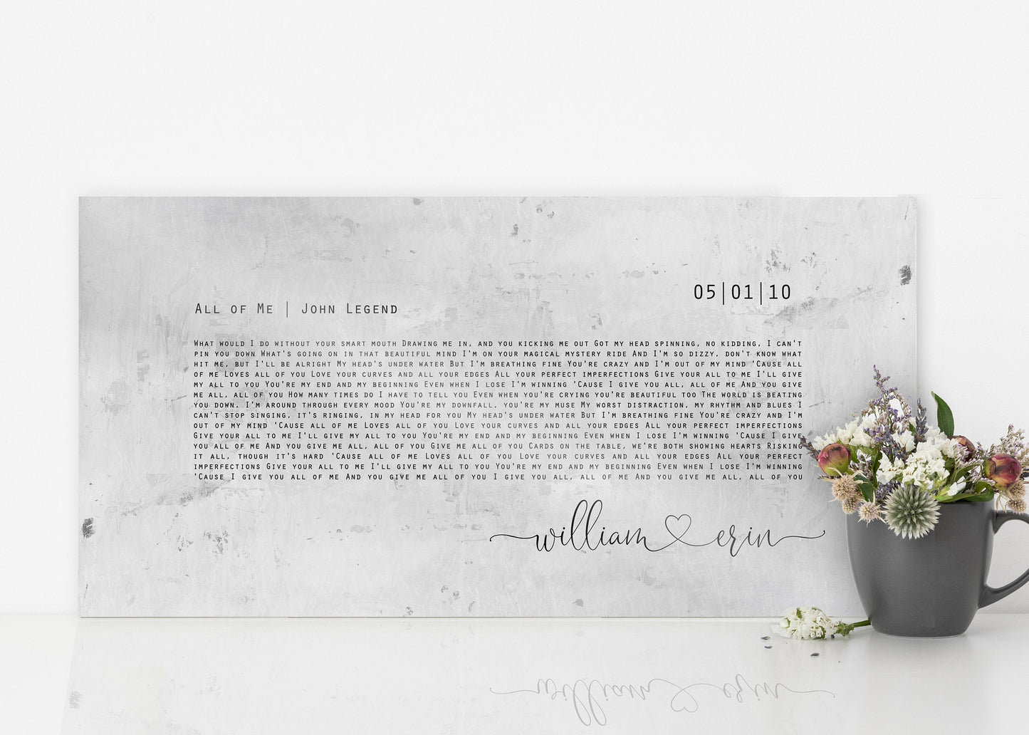 Tarnished Song Lyric Sign on Tin