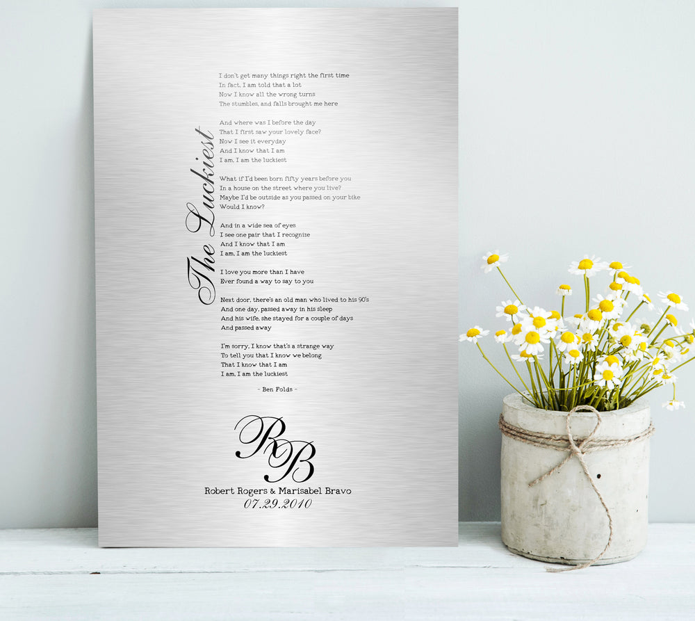 Monogrammed Tin Wedding Song Plaque