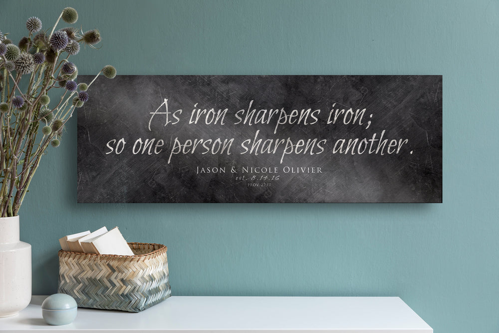 Proverbs 27:17, As Iron Sharpens Iron Personalized Wall Sign