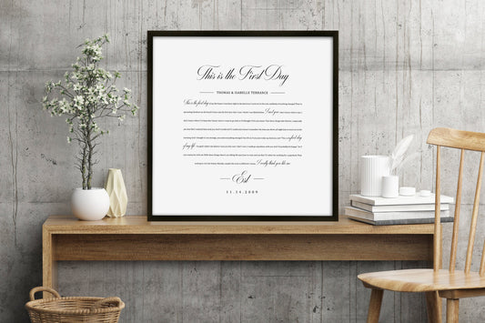 1st Year Anniverary Gift, Paper Anniversary Gift, Song Lyrics on Paper, 1st Wedding Anniversary Gift, Framed Lyric, Song Print, Wedding Gift