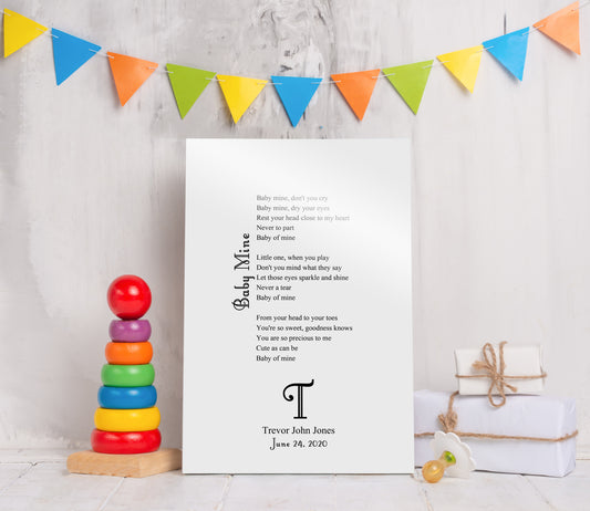 Personalized Baby Name Sign, Personalized Lullaby, Baby Room Sign, Personalized baby gift, Nursery Decor, Baby Gift, Gift for New Parents