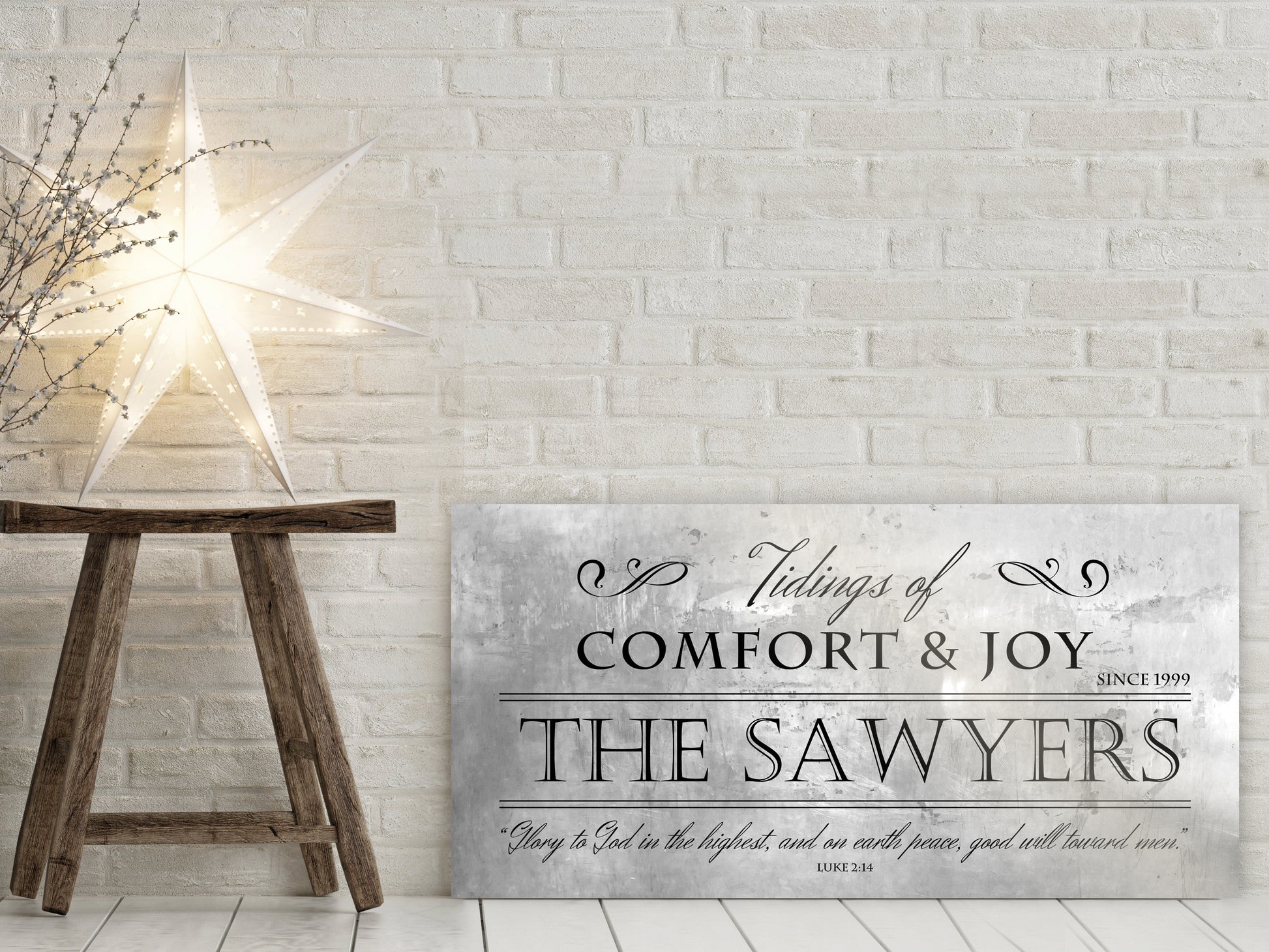 Rustic Holiday Sign, Christmas Sign, Luke 2:14 Sign, Personalized Holiday Sign, Establsihed Sign, Family Sign, Name Sign, Christmas decor