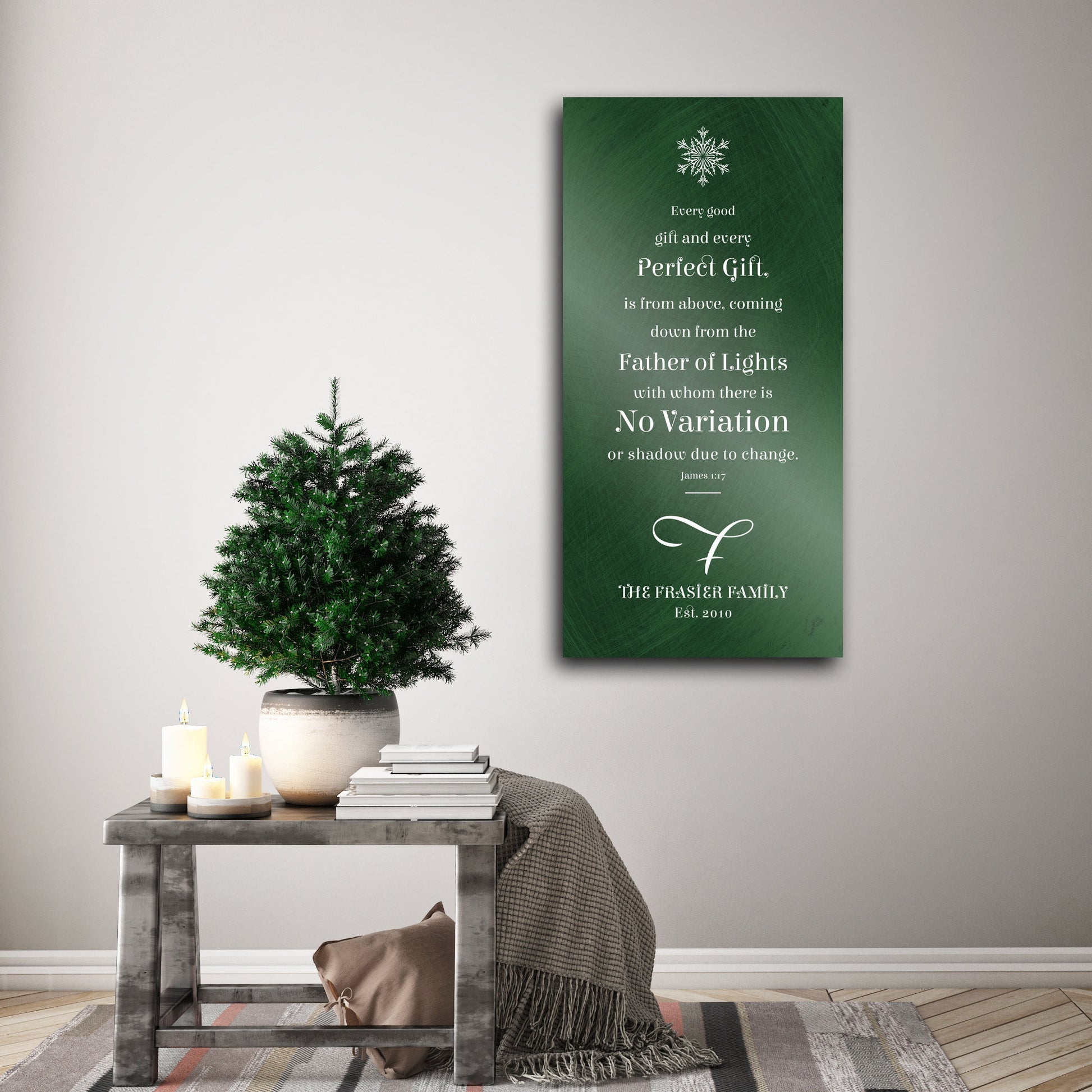 James 1:17 Sign, Christmas Bible Verse Art, Personalized, Christian Christmas Decor, Large Christmas Sign, Family Name, Holiday Sign