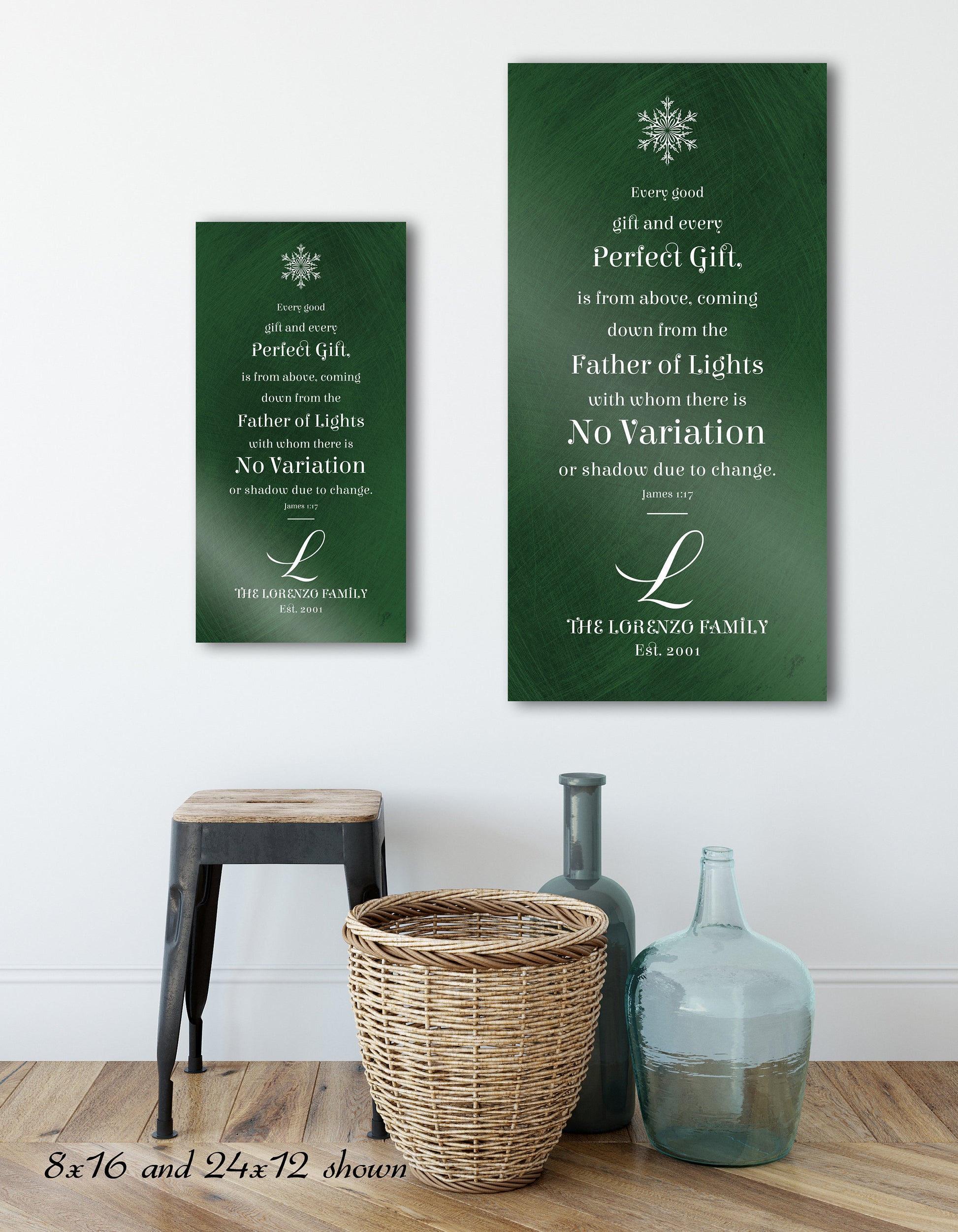 James 1:17 Sign, Christmas Bible Verse Art, Personalized, Christian Christmas Decor, Large Christmas Sign, Family Name, Holiday Sign