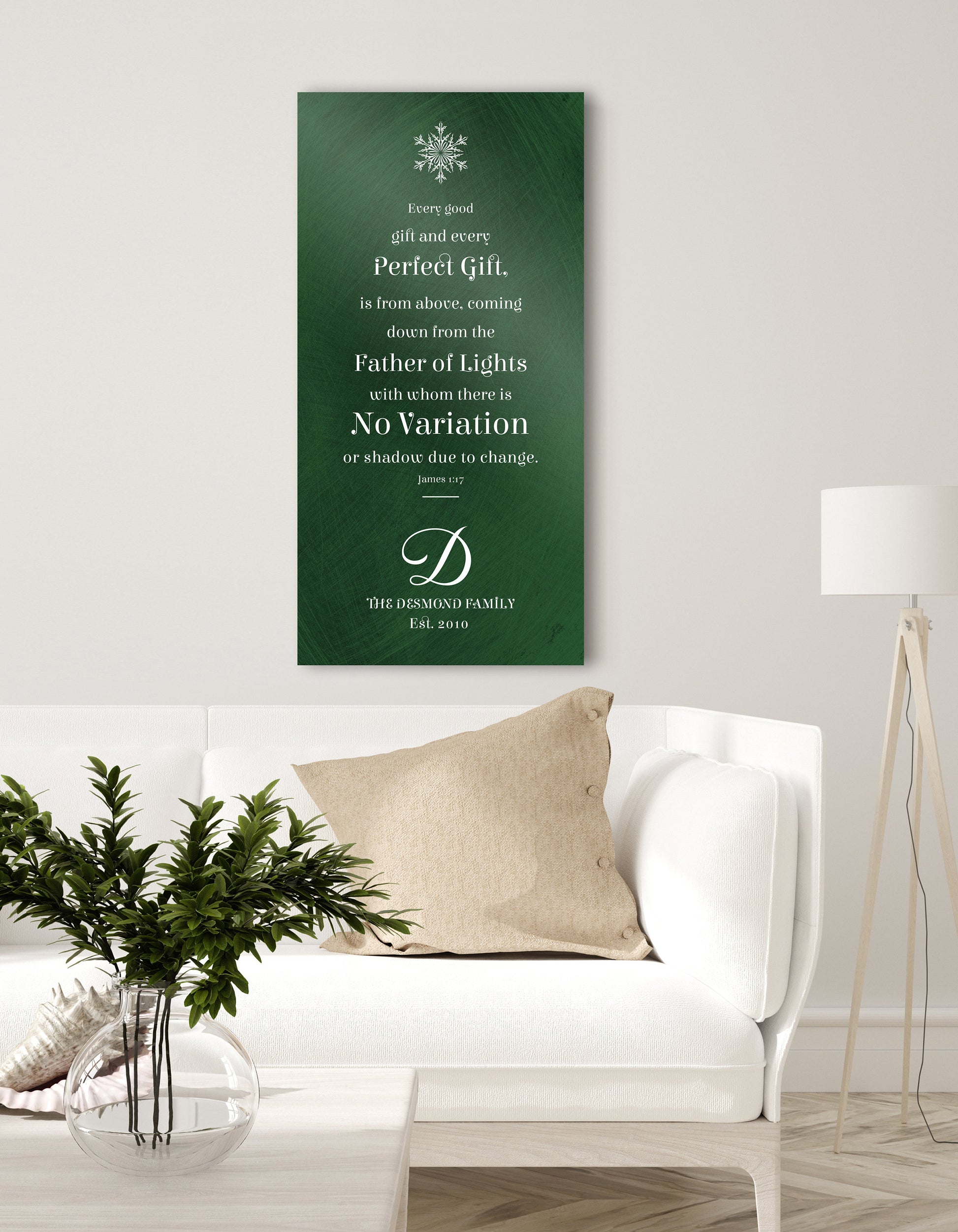 James 1:17 Sign, Christmas Bible Verse Art, Personalized, Christian Christmas Decor, Large Christmas Sign, Family Name, Holiday Sign