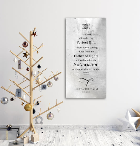 Farmhouse Christmas Sign, Christmas Scripture Sign, Christian, Christmas Sign, James 1:17,  Monogrammed, Every Good and Perfect Gift Sign