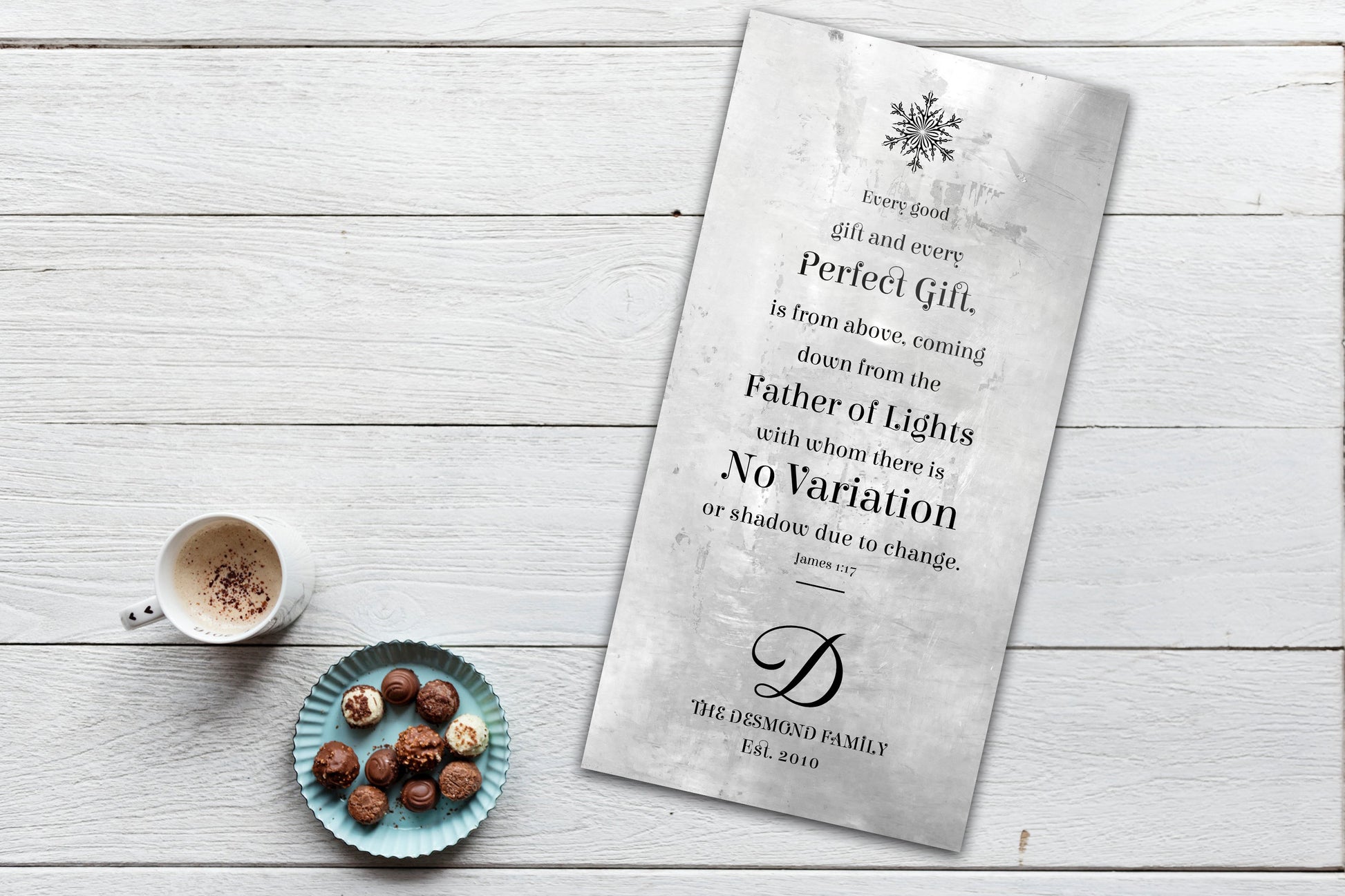 Farmhouse Christmas Sign, Christmas Scripture Sign, Christian, Christmas Sign, James 1:17,  Monogrammed, Every Good and Perfect Gift Sign