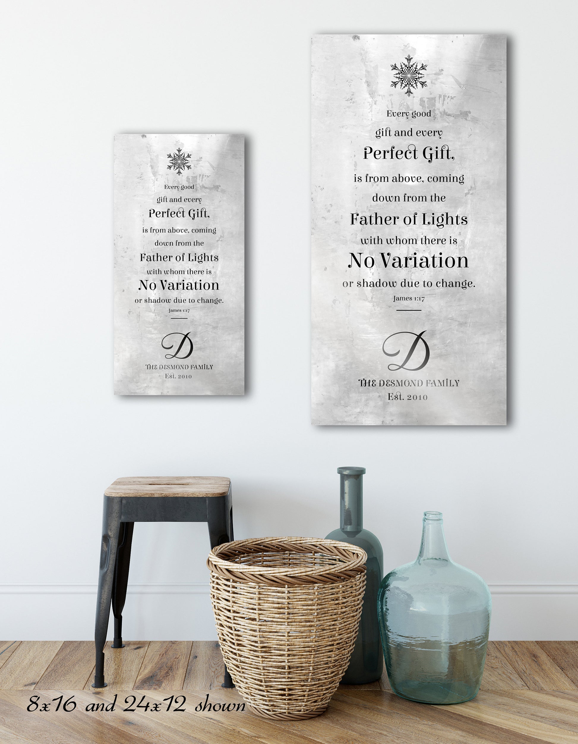 Farmhouse Christmas Sign, Christmas Scripture Sign, Christian, Christmas Sign, James 1:17,  Monogrammed, Every Good and Perfect Gift Sign