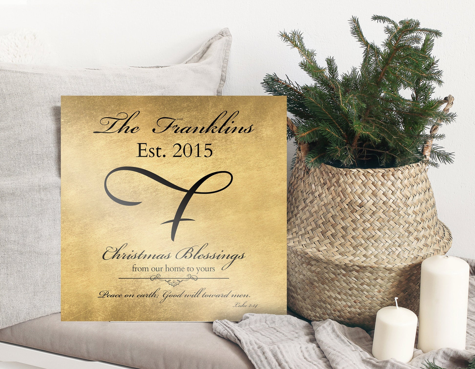 Christmas Blessings, Sign, Sign With Sripture, Holiday Wall Decor, Christmas Gift, Last Name Sign, Established Sign, Merry Christmas Sign