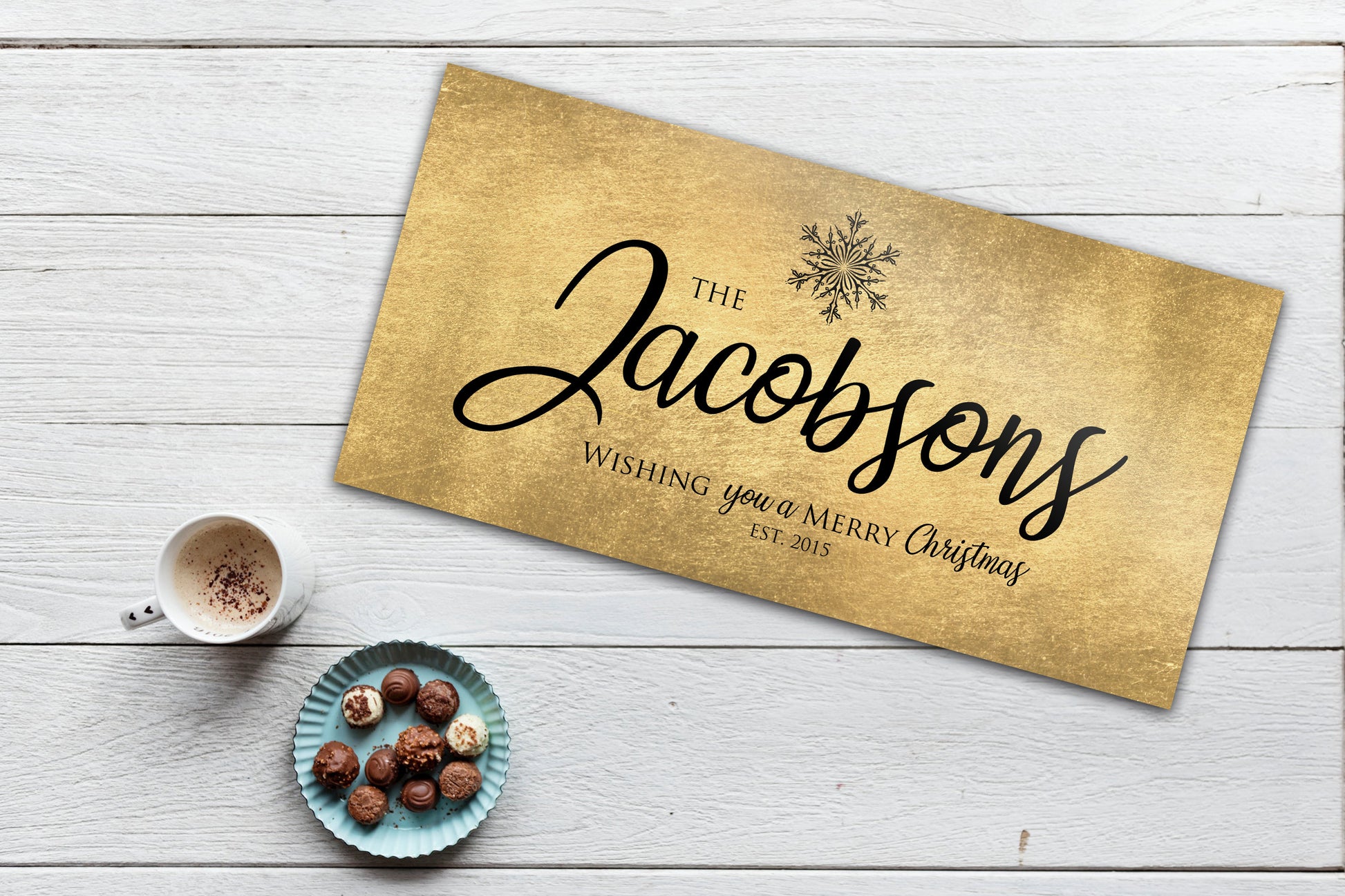 Rustic, Merry Christmas Sign, Last Name Sign, Snowflake Sign, Gold Christmas decor, Personalized Sign, Establsihed Sign, Large holiday art